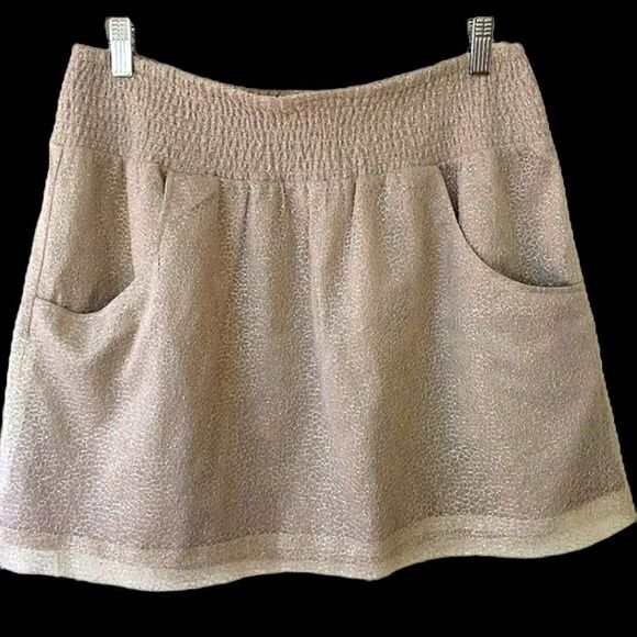 Gap Gold Mesh Overlay Elastic Waist  Pull-On Skirt size M - Picture 1 of 4